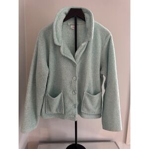 Croft & Barrow Intimates Cozy Sherpa Fleece Jacket Women's Sz  L Button Front